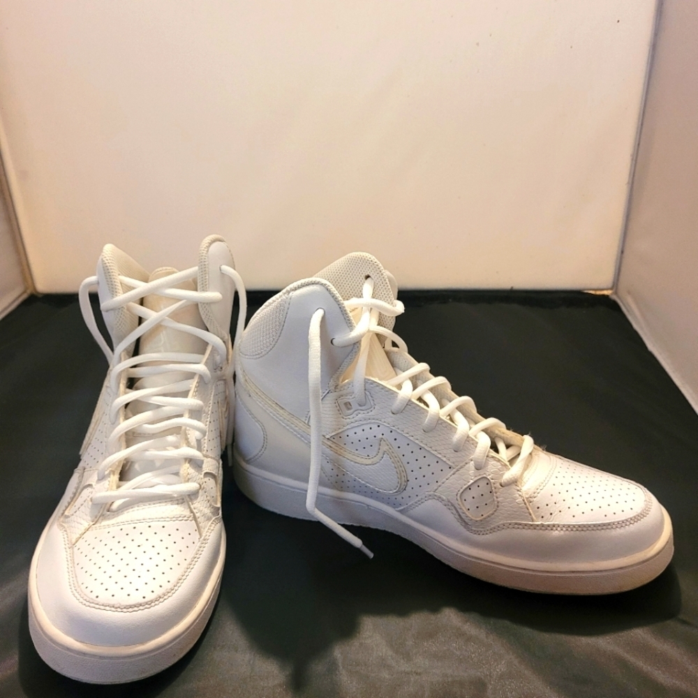 Nike Air Son Of Force Hi Top Basketball Athletic Shoes White Leather Size 8.5